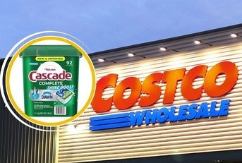 Costco storefront with Cascade dishwasher pods