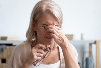 A frustrated older woman