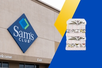 Sam's Club exterior with stack of spring kitchen towels