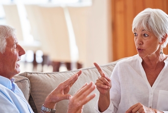 Retiree couple arguing