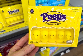 A Peeps box in a store
