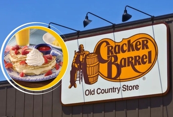 Cracker Barrel Template with Strawberry Stuffed Cheesecake Pancake Breakfast