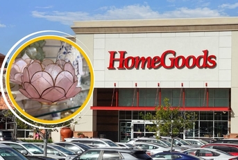 HomeGoods storefront and glass candle holder