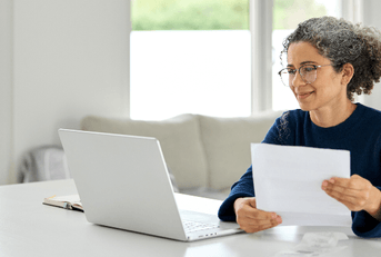 Woman checking online banking