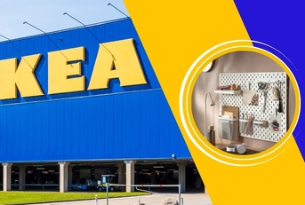 IKEA storefront and white pegboard