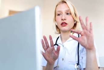 Physician explaining medication online