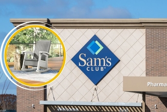 Sam's Club storefront and outdoor rocking chair