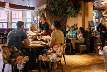 Family eating at restaurant