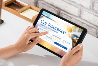 Car insurance quote on tablet