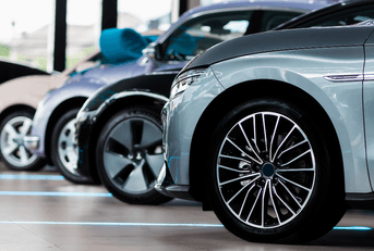 New cars on showroom floor