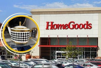 HomeGoods storefront and a checkered teapot