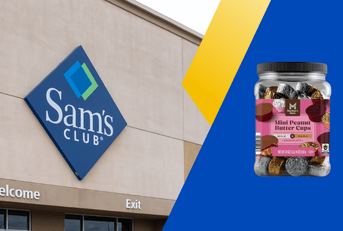 Collage of Sam's Club storefront and a food product
