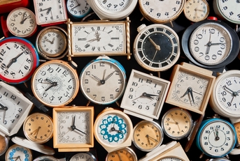 Spread of old alarm clocks