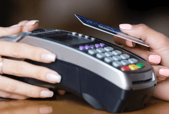 Paying with credit card at store