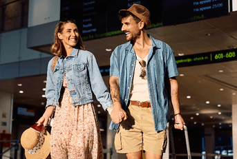 Young couple traveling