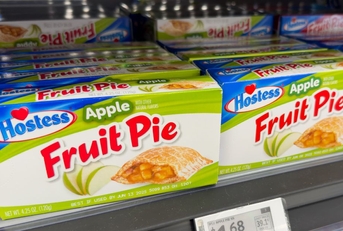 Shelf with boxes of Hostess Apple Fruit Pies