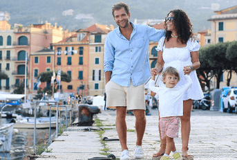 Young family traveling in Europe