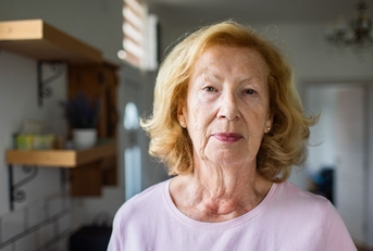 Portrait of a senior woman with a serious expression