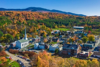 Small mountain town in Vermont
