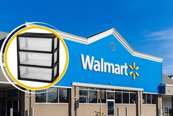 Walmart storefront with storage bins