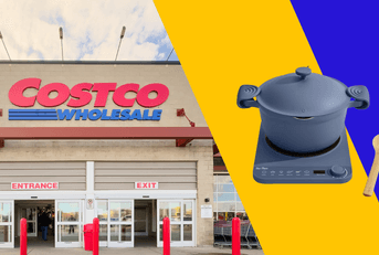 Collage of Costco's store and an electric pot