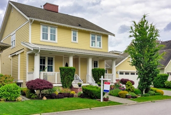 Nicely landscaped front yard of luxury residential house for sale