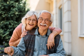 Smiling senior couple outdoors
