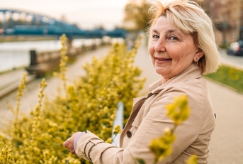 Woman in her 60s in the city