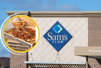 Sam's storefront with Member's Mark pizza