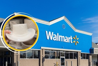 Walmart storefront and cowboy hat planter