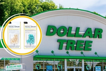 Dollar Tree storefront and facial serum capsules
