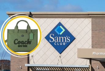 Sam's Club storefront and Coach tote bag