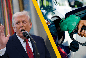 Donald Trump and a gas pump