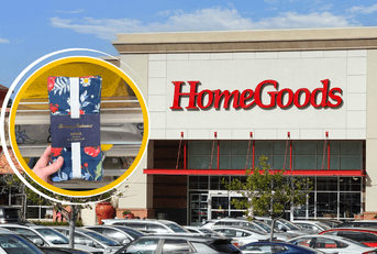 Collage of HomeGoods storefront and a Tommy Bahama product 