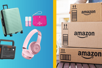Collage of Amazon boxes and products 