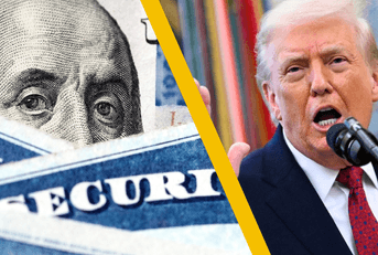 An image of Social Security and Donald Trump