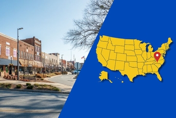 Hickory, North Carolina with pin on map