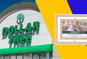 Dollar Tree storefront and beaded wooden picture frame