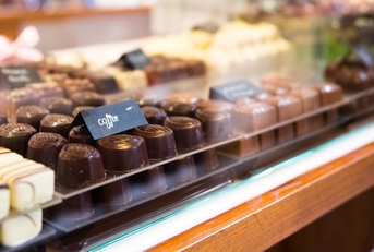 Selection of chocolates in a shop