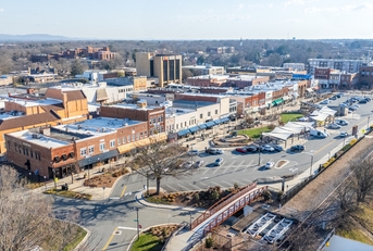 Downtown Hickory North Carolina aerial
