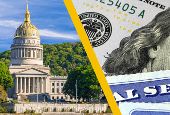 The capitol building in West Virginia and a Social Security image