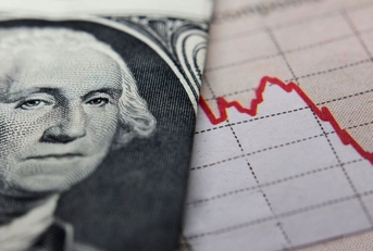 Dollar bill and downward graph