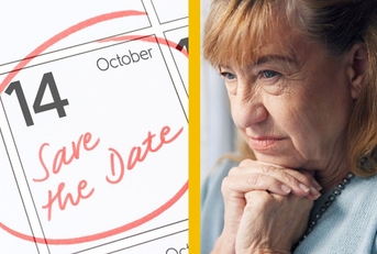 Oct. 14 on calendar with worried woman