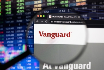 Vanguard webpage with magnifying glass