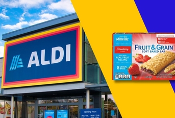 Aldi storefront and Millville fruit &amp; grain bars
