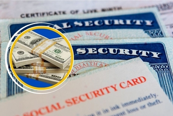 Social Security cards with stack of cash