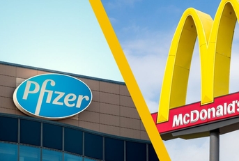 Pfizer building and McDonald's sign