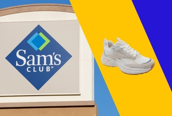 Sam's Club sign with sneakers