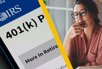 401(k) plan and woman thinking