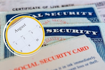 Social Security cards with August calendar